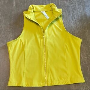 Gold Hinge Lime Yellow Zip-Up Sleeveless athletic crop top women’s size Large